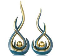 Teal Modern Abstract Art Home Decor Accent,Contemporary Statues Coffee Table Decor for Living Room,Table Centerpieces for Dining Room,Ceramic Sculptures Knick Knacks for TV Stand Show Piece (Green)