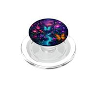 Teal Orange Butterfly Purple Lotus Night Mystical Forest PopSockets PopGrip for MagSafe