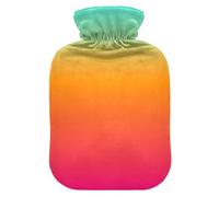 Teal Orange Red Gradient Hot Water Bottle with Cover for Pain Relief Hot Bag for Menstrual Cramps, 1L