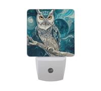 Teal Owl Night Light Dusk to Dawn Sensor LED Night Dimmable Nightlight Lights Plug into Wall for Bedroom