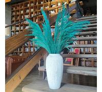 Teal Pampas Grass Decor Tall,Large Natural dried Pampas Floral Fluffy,Long Feather Flowers for Boho Wedding Arangement Bedroom Living Room Decorations (teal, 8pcs 31.5"/80cm)