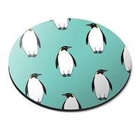 Teal Penguin Animal Pattern Flexible Round 5mm Rubber Mouse Mat Pad Office Home Novelty Printed Desk Accessory #170894