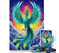 Teal Phoenix Rising 1000 Piece Jigsaw Puzzles for Adults Jigsaw Memory Lift Slow Enjoy Image Assembly Creative Gift (38x52cm)
