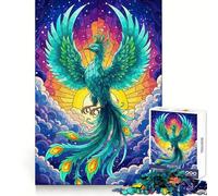 Teal Phoenix Rising 1000 Piece Jigsaw Puzzles for Adults Jigsaw Memory Lift Slow Enjoy Image Assembly Creative Gift (38x52cm)
