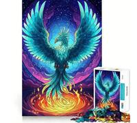 Teal Phoenix Rising from Flames Teenager Jigsaw Puzzles 1000 Pieces Memory Boost Home Activity Pattern Assembly Perfect Present (38x52cm)
