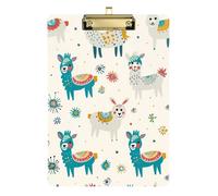 Teal Playful Llama Boho Office Landscape clipboard Standard Hole for Volleyball Baseball Coaches Size 9 x 12.5 Tabla para escribir