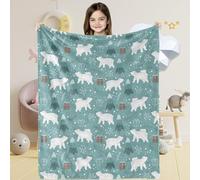 Teal Polar Bear Throw Blanket for Baby Girls, Cute Soft Polar Bear Plush Flannel Blanket for Toddler, Cartoon Christmas Bear Theme Cozy Fluffy Blanket for Boys Kids Xmas Gift Couch Nursery, 100x130 cm