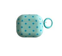 Teal Polka Dot Case for Airpods Pro with Keychain, Blue Dots | Trendy Retro Dots, Stylish Pretty Girly Aesthetic Design, Hard Slim Protective Cover