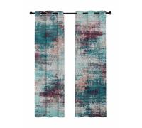Teal Red Blackout Curtains for Bedroom Living Room, Abstract Smoky Texture Distressed Mottled Ink Art 63 In Long Thermal Insulated Room Darkening Drapes Grommet Window Treatments, 42 x 63 In