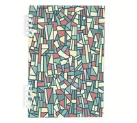 Teal Red Geometric Mosaic Journal Notebook, A5 Single Subject Spiral Notebook 60 Pages, Lined Spiral Notebooks, Journal for Women Womens Journals Back To School for School Girls