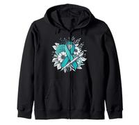 Teal Ribbon Awareness Art for Supportive Community Events Zip Hoodie