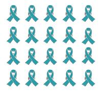 Teal Ribbon Awareness Pin 20 Pcs Cervical Ovarian Cancer Awareness Brooch Hope Enamel Lapel Pins