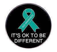 Teal Ribbon OCD Awareness Brooch Pins - Inspirational “It’s OK to Be Different” Lapel Pin Badge, Alloy Blouse Pins for Clothing Accessories, Motivational Brooch for Men and Women, 3x3cm