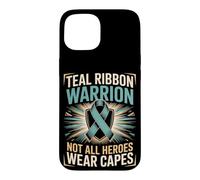 Teal Ribbon Warrior Not All Heroes Wear Capes PTSD Awareness Case for iPhone 15