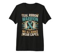 Teal Ribbon Warrior Not All Heroes Wear Capes PTSD Awareness Premium T-Shirt