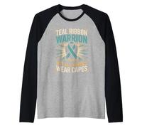 Teal Ribbon Warrior Not All Heroes Wear Capes PTSD Awareness Raglan Baseball Tee