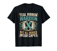 Teal Ribbon Warrior Not All Heroes Wear Capes PTSD Awareness T-Shirt