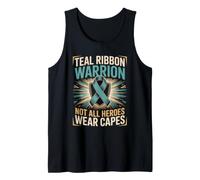 Teal Ribbon Warrior Not All Heroes Wear Capes PTSD Awareness Tank Top