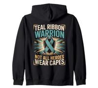 Teal Ribbon Warrior Not All Heroes Wear Capes PTSD Awareness Zip Hoodie