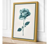 Teal Rose Study Botanical Canvas Wall Art Print 24x16 Inch | Ready to Hang, Gallery Wrapped, Fade-Resistant Inks, Securely Packaged, UK Made