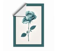 Teal Rose Study Botanical Unframed Wall Art Print A2 (59.4×42cm), Wall Decor for Living Room, Bedroom, Office & Home, Art Gift