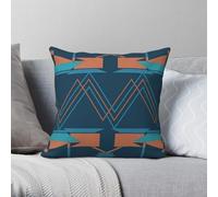 Teal Rust Turquoise Zig-Zag Square Pillowcase Polyester Linen Velvet Pattern Zip Decor Pillow Case Home Cushion Cover