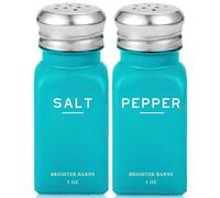 Teal Salt and Pepper Shakers Set by Brighter Barns - Turquoise Kitchen Decor, Turquoise Kitchen Accessories, Blue Table Decor - Modern Farmhouse Countertop Accessories for Airbnb, Restaurant (Teal)