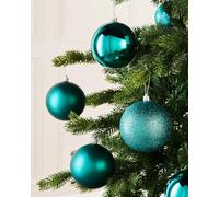 Teal Shatterproof Baubles, 9 Pack, 10 cm