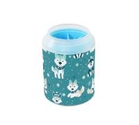 Teal Six Playful Funny Dogs Portable Paw Cleaning Cup with Soft Silicone Brush Pets Supplies and Accessories Gently Cleans Paws After Walks