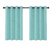 Teal Solid Color Blackout Curtains for Bedroom Living Room, Turquoise Woven Fabric Texture Rustic Minimalist 45 In Long Thermal Insulated Room Darkening Drapes Grommet Window Treatments, 52 x 45 In