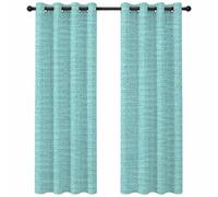 Teal Solid Color Blackout Curtains for Bedroom Living Room, Turquoise Woven Fabric Texture Rustic Minimalist 90 In Long Thermal Insulated Room Darkening Drapes Grommet Window Treatments, 52 x 90 In