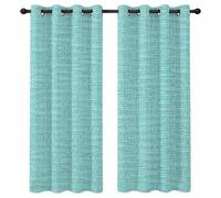 Teal Solid Color Blackout Curtains for Bedroom Living Room, Turquoise Woven Fabric Texture Rustic Minimalist 72 In Long Thermal Insulated Room Darkening Drapes Grommet Window Treatments, 52 x 72 In