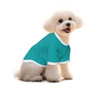 Teal Solid Color Print Cotton Dog T Shirt Breathable Soft Pet Clothes, for Small Medium Large Dogs Cats