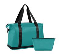 Teal Solid Color Pure Plain Blue Large Travel Bag Carry on Bag with Toiletry Bag for Trip Waterproof, teal Solid color Pure Plain blue, 1 size, Teal Solid Color Pure Plain Blue, 1 size