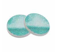 Teal Sparkle Coasters for Drinks Turquoise Green Glitter Bling Absorbent Ceramic Drink Coaster for Coffee Wooden Table Home Decor Set of 2