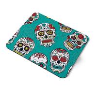 Teal Sugar Skull Pattern Day of the Dead Halloween Flexible Rectangle 5mm Rubber Mouse Mat Pad Office Home Novelty Printed Desk Accessory #170895