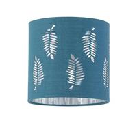 Teal Table Lamp Shade, Lampshade for Table Lamp or Bedside Light, Fern Leaf Cut Out Design, Diameter 15cm