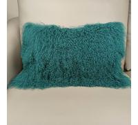 Teal Tibetan/Mongolian Lamb Fur Pillow - Genuine, Soft, and Luxurious Decorative Cushion for Home Décor