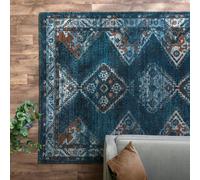 Teal Traditional Persian Easy to clean Machine Made Geometric Rug The Rug Shop UK Teal 120cm x 170cm