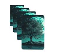 Teal Tree in Moonlight Car Air Fresheners Cards 4 Pcs Hanging Fragrance Scented Cards Long-Lasting Car Aromatherapy Tablets for Wardrobe Bathroom Car Interior Mirror Pendant Gifts
