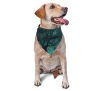 Teal Tree in Moonlight Dog Bandana Pet Scarf Accessories for Small Medium Dogs Cats Photo Prop, Triangle Pet Bandanas Adjustable Puppy Bib Washable Dog Kerchief Puppy Neckerchief