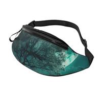 Teal Tree in Moonlight Fanny Pack for Men Women Crossbody Waist Bag Waterproof Sports Belt Bag Outdoor Hip Pack