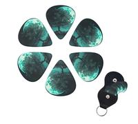 Teal Tree in Moonlight Print Guitar Picks 6 Pack Guitar Plectrums with Pick Holders Bass Picks For Acoustic Guitar Bass Electric Ukulele Includes 0.46mm, 0.71mm, 0.96mm