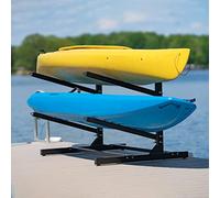 Teal Triangle Freestanding Kayak Storage Rack - Storage Rack for 2 Kayaks or Canoes - Kayak Stand for Outdoor and Indoor - Premium Kayak Holder and Canoe Stand - Adjustable Kayak Storage Stand