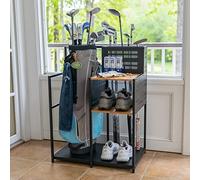 Teal Triangle Golf Storage Organizer for Garage - Golf Bag Stand for 1 Bag - Golf Club Holder Rack for Accessories - Freestanding Golf Bag Storage Rack for Home, Shed, Basement, or Sports Room