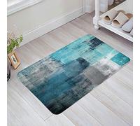 Teal Turquoise And Grey Door Mat Outdoor Indoor Kitchen Mat Abstract Art Geometric Door Mats For Home Entrance Non-Slip Bathroom Rugs Washable Floor Mats For Sink/Porch 50x80cm