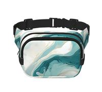 Teal Turquoise Marble Double Layer Waist Bag Pack Abstract Art Bum Bag Fanny Pack for Men Women, Adjustable Belt Bag for Travel Hiking Running Cycling Festival