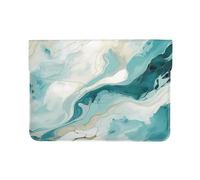 Teal Turquoise Marble Laptop Sleeve 13 Inch PU Leather Case Protective Abstract Art Laptop Bag Water Resistant Computer Case Tablet Carrying Bag for Women Men