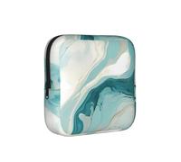 Teal Turquoise Marble Sanitary Napkin Storage Bag Period Pouch, Discreet Sanitary Towel Holder Abstract Art Portable Feminine Pad Organiser for Women, Teen Girls, Travel & School