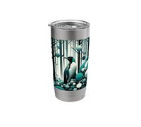 Teal Turquoise Penguin in The Art Deco Geometrical Pattern Stainless Steel Insulated Tumbler